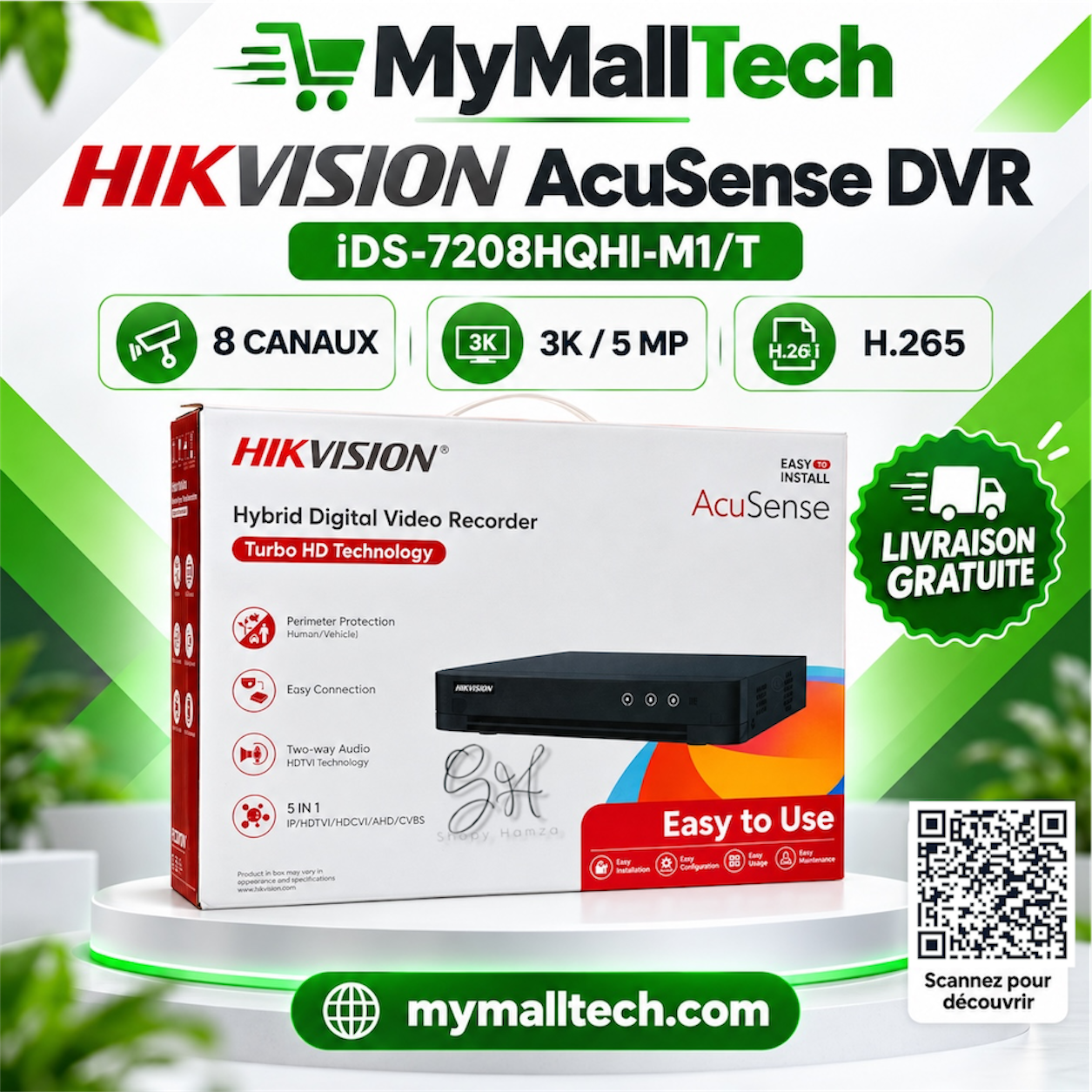 Hikvision DVR AcuSense 8 canaux 3K/5 MP H.265